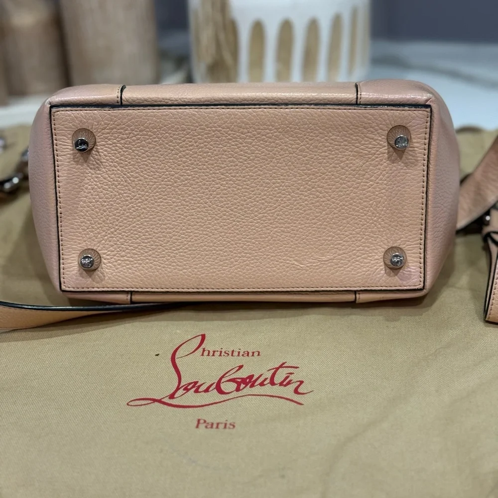 Christian Louboutin Eloise Small Studded Leather Tote Nude Beige Crossbody - Picture 7 of 17